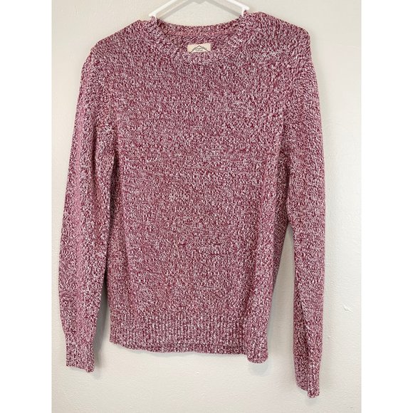 Men's St. John's Bay Large Sweater Crewneck 100% Cotton Knit L/S Red White - Picture 1 of 5